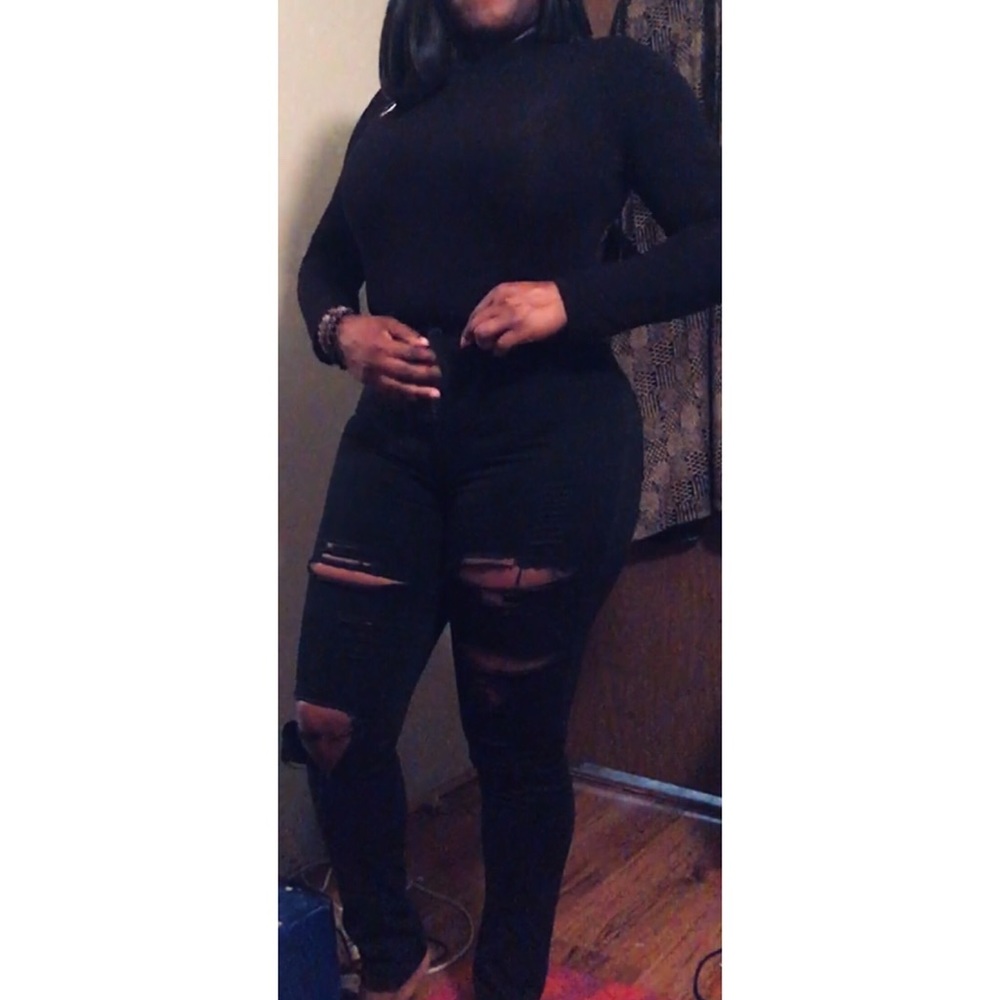 Fashion Nova Black Ripped Jeans Size 13